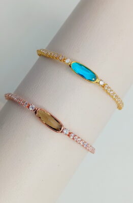 pulseras acero rose y gold aqua marina