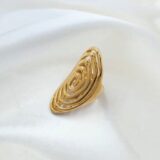 ANILLO ESPIRAL ACERO DORADO